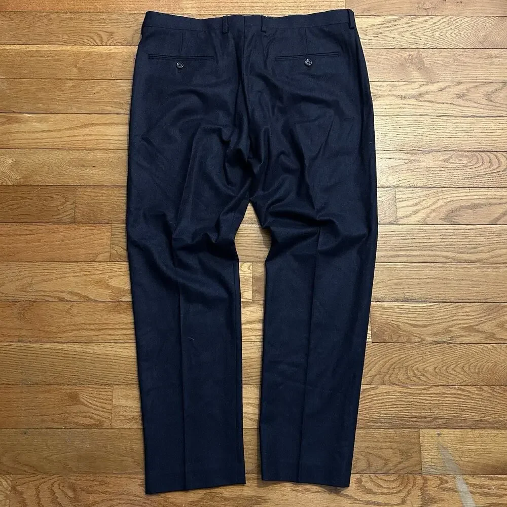 NEW J Crew Ludlow Slim 100% Wool Navy Blue Pleated Suit Pants 36x30